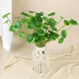Produktbild: Laelfe Kunstpflanze, Künstliche Lotusblatt Pflanzen, Grünpflanzen Künstlich Artificial Plants für Innen Zuhause Vasen Schlafzimmer Badezimme Wohnzimmer (2 Pcs)