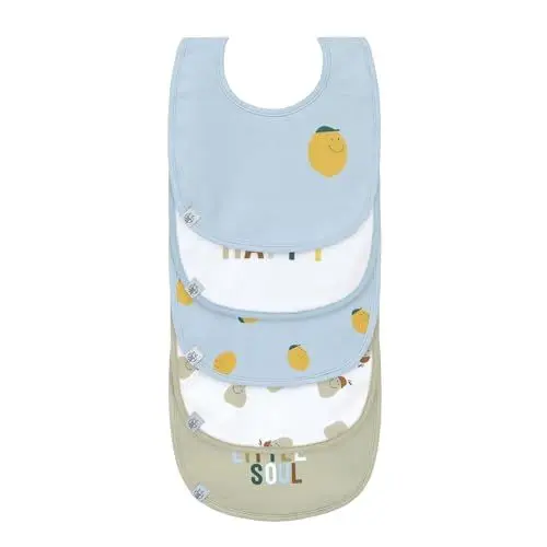 Produktbild: LÄSSIG Baby Kleinkind Lätzchen Set (5 St.) Klettverschluss Baumwolle wasserdicht/Value Pack Bib Happy Fruits Lemon