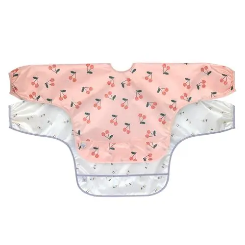 Produktbild: LÄSSIG Baby Langarmlätzchen Set (2 St.) zum Binden Auffangschutz/Long Sleeve Bib Happy Fruits Cherry
