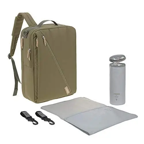 Produktbild: LÄSSIG Baby Wickelrucksack mit Wickelunterlage, Kinderwagenbefestigung, Flaschenwärmer wasserabweisend nachhaltig produziert/Green Label Tidy Talent Backpack olive