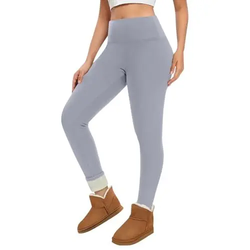 Produktbild: Lässige Damen Elastische Taille Joggers Warm Straight Flanell Winter Yoga Loung Joggers Damen Tunikas Taschenlos Gemütlich Solid Hellgrau