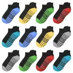 Produktbild: LAETBBE 12 Paar Jungen Socken Kindersocken Sportsocken Jungen Sneakersocken Baumwolle Schulkind Socken Schwarz Weiß für Kinder 5-7 Jahre