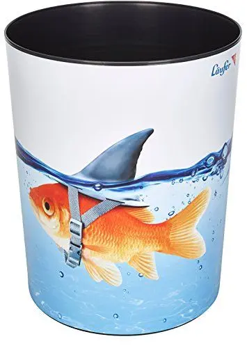 Produktbild: Läufer 26660 Papierkorb Goldhai, 13 Liter Mülleimer, perfekt für das Kinderzimmer, rund, stabiler Kunststoff, Abfalleimer für Kinder