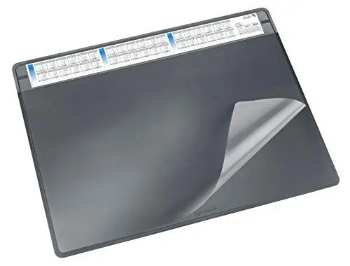 Produktbild: Läufer 47656 Durella Soft Schreibtischunterlage mit transparenter Auflage und Kalender, rutschfeste Schreibunterlage, Zubehör für Schreibtisch, 50 x 65 cm, schwarz