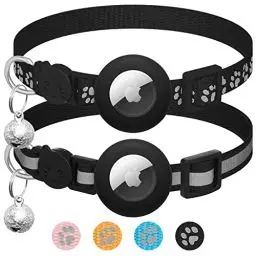 Produktbild: 2er Pack kompatibel mit Airtag Katzenhalsband mit Glocke,Reflektierend GPS Tracker Katze kompatibel mit Apple Airtag Hülle,Personalisiert kompatibel mit Airtag Halsband Katze mit Sicherheitsverschluss