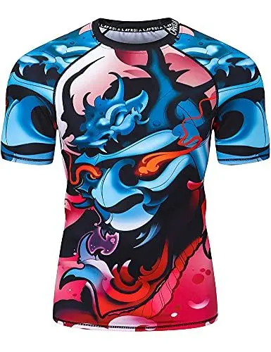 Produktbild: LAFROI Herren Kurzarm Kompressionsshirt UPF 50+ Rash Guard-CLY08D (Vengeance,XL)