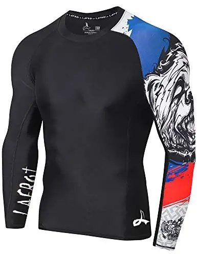 Produktbild: LAFROI Herren Langarm UPF 50+ Kompressionsshirt Rash Guard-CLYYB (Asymmetric Honor Strike,MD)