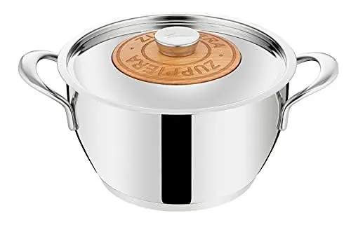 Produktbild: Lagostina Emozione Suppentopf + Deckel mit Einsatz aus Kirschholz, induktionsgeeignet, Edelstahl 18/10 und Holz, Durchmesser 24 cm, Kastanienbraun