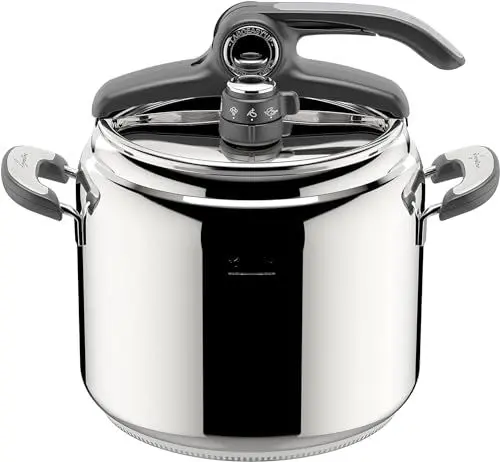 Produktbild: Lagostina Novia Vitamin Lagoeasy'UP 9 l Schnellkochtopf aus Edelstahl 18/10, Ø 24 cm, Dampfkochtopf für Induktion und Gas, Vereinfachtes Öffnen des Deckels, mit Dampfkorb, Ökodose und Rezeptheft