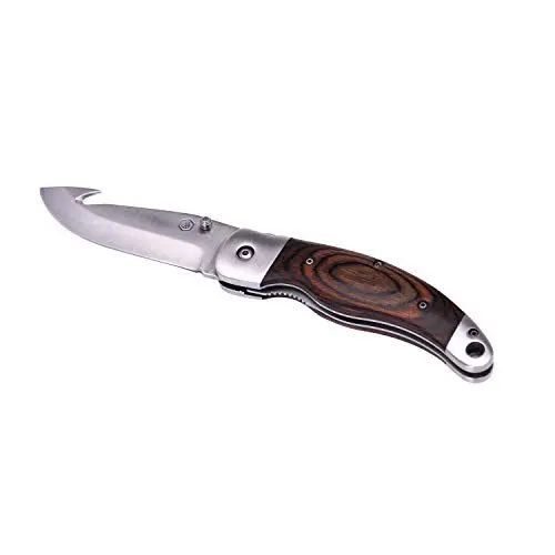 Produktbild: LAGUIOLE - Jagdmesserbox mit schwarzer Ledertasche - Pakka Holzgriff - Klinge 1,5 cm - Edelstahl - braun