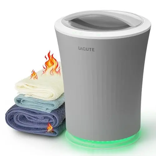 Produktbild: Lagute iSnug Handtuchwärmer für Badezimmer, mit 3-Stufen-Timer, Warnalarm und RGB-Licht, automatische Abschaltung, 15 l Heizeimer für Bademantel, Decke, Grau