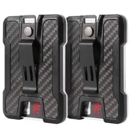 Produktbild: LAHAWAHA Kohlefaser-Ausweishalter/Kartenhalter, langlebiger ID/Kreditkartenhalter mit Metallclip (Hält 1 bis 4 Karten,2 Stück) Schwarz.
