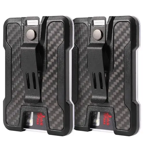 Produktbild: LAHAWAHA Kohlefaser-Ausweishalter/Kartenhalter, langlebiger ID/Kreditkartenhalter mit Metallclip (Hält 1 bis 4 Karten,2 Stück) Schwarz.