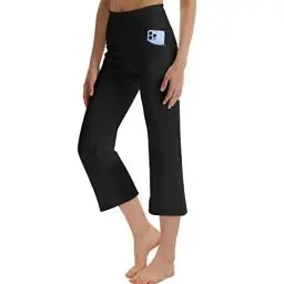 Produktbild: LaiEr Frauen Yoga Capri Hose mit Taschen Weites Bein Straighthose Bauchkontrolle(Black,3X-Large)