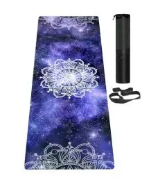 Produktbild: LaiEr Yogamatte, rutschfeste, umweltfreundliche Trainingsmatte mit Tragegurt, dicke Übungs- und Trainingsmatte für Yoga, Pilates und Fitness (183 cm x 61 cm x 6 mm)