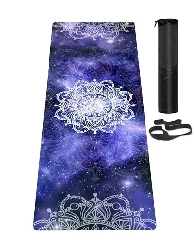 Produktbild: LaiEr Yogamatte, rutschfeste, umweltfreundliche Trainingsmatte mit Tragegurt, dicke Übungs- und Trainingsmatte für Yoga, Pilates und Fitness (183 cm x 61 cm x 6 mm)