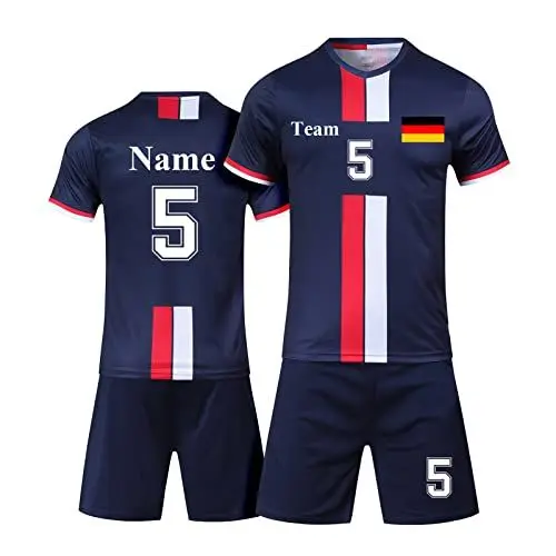 Produktbild: LAIFU personalisiertes fußball Trikot Kinder mit Namen Nummer Team und Logo torwarttrikot Herren Uns (Kurz Blau)