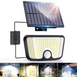 Produktbild: LaiTeny Solarlampen für Außen mit Bewegungsmelder, 155 LED Solar Strahler Aussen Solar-Split Lampe, IP65 Wasserdichte Winterfest 270° Beleuchtungswinkel Aussenleuchte für Garten, Garage