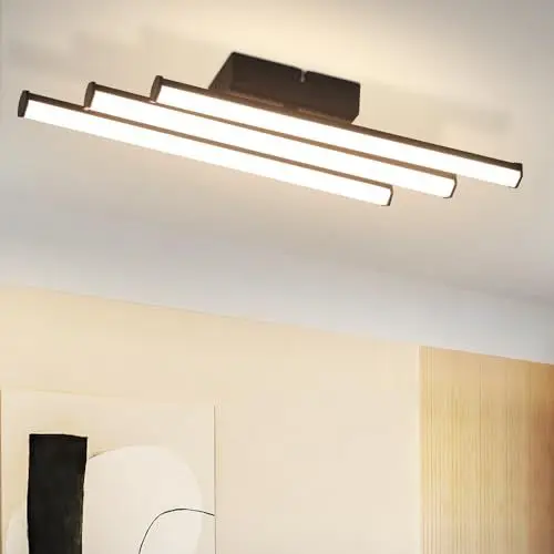 Produktbild: Laittiin Deckenlampe LED Deckenleuchte Schlafzimmer - 18W Flurlampe Küchenlampe 3000K Warmweiß Modern Deckenlampen Schwarz Schlafzimmerlampe für Küche Schlafzimmer Treppenhaus Wohnzimmer Büro