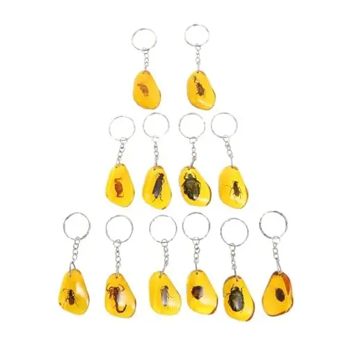 Produktbild: LALADEFIEE Insekten Bernstein Schlüsselanhänger Mit Insektenmuster Kreativer Schlüsselanhängerornament Für Schlüssel Dekoration