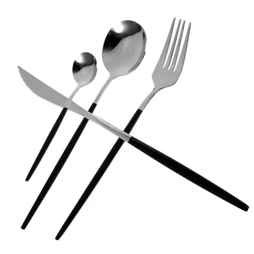 Produktbild: LALADEFIEE Besteckset Aus Edelstahl 4-teilig Für Gabeln Für Familienessen
