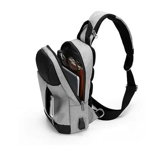 Produktbild: LALADEFIEE Umhängetasche Für Herren Brusttasche Mit Reißverschluss Leichtgewichtige Outdoor-tasche Für Telefon Geldbörse Und Schlüssel