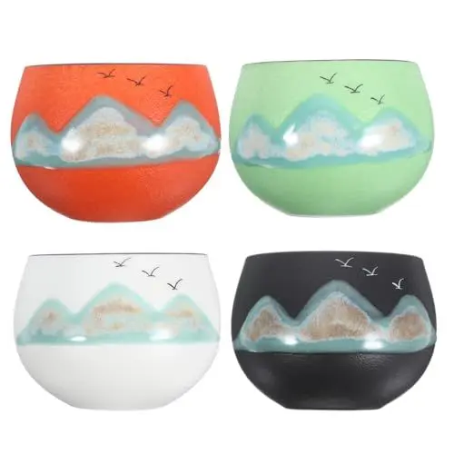Produktbild: LALADEFIEE 4 Stück Handbemalte Keramiktasse Keramiktassen Für Tee Tasse Zum Teetrinken Japanische Keramiktasse Tasse Zur Aufbewahrung Von Tee Teetasse Aus Keramik Asiatische Teetasse