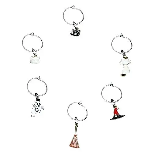 Produktbild: LALADEFIEE Halloween Themen Metall Wein Glas Marker 6 Stücke Party Tasse Einfache Reinigung