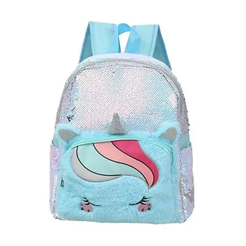 Produktbild: LALADEFIEE Hellblauer Kinderrucksack Mit Pailletten Und Einhorn-design Bezaubernde Büchertasche Für Mädchen