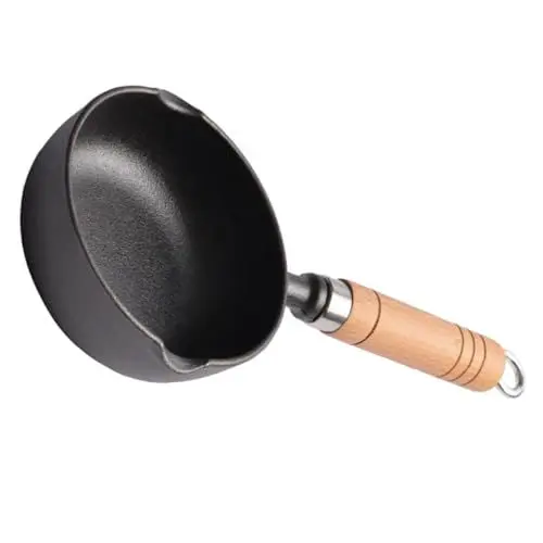 Produktbild: LALADEFIEE wok küchenmaschiene kochgeschirr gusseisen kochtöpfe gusseisen pfannen Spiegelei-Pfanne kleine Bratpfanne schmelztopf Eisenpfanne Saucentopf aus Eisen kleiner Öltopf hölzern Black