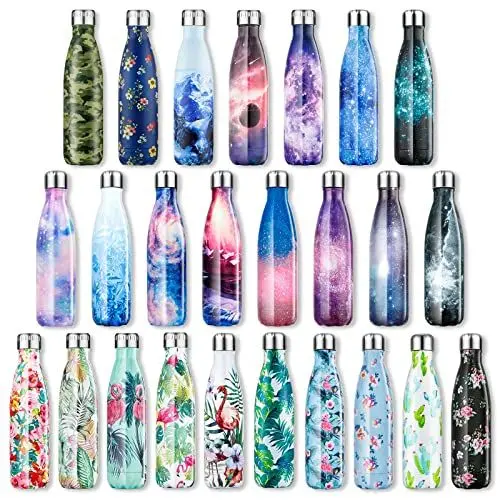 Produktbild: Lalafancy Edelstahl Trinkflasche Vakuum Wasserflasche, Isolierflasche Auslaufsichere für Sport, Laufen, Fahrrad, Yoga, Wandern und Camping - 24 Std. Kalt und 12 Std. Heiß - 350/500/750ml