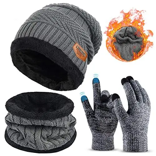 Produktbild: lalafancy Wintermütze Strickmütze Warme Beanie Winter Mütze und Schal mit Fleecefutter für Damen und Herren