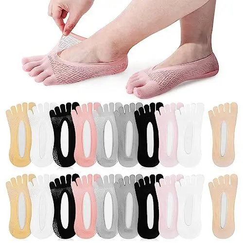 Produktbild: LALAFINA 10 Paar Fünf Finger Socken Orthopädische Kompressionsstrümpfe Invisibility Socken No Show Low Cut Liner Socken Vollfingersocken Für Damen