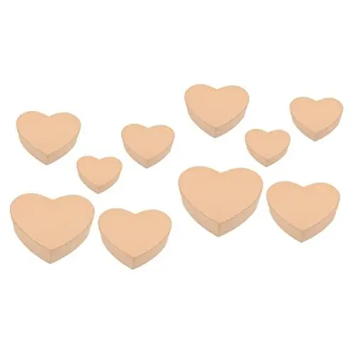 Produktbild: LALAFINA 10 Stück Liebes-Kraftpapier-Boxen Mini-Kraftpapier-Boxen Mit Deckel Hochzeit Pralinen Mini-Deko Dessert-Verpackungsboxen Keks-Dekorationsbox Süßigkeiten-Behälter