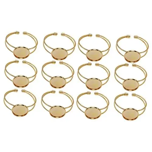 Produktbild: LALAFINA 12 STK Nietenarmband Armband Lünette Armband Cabochon Lünette Tablett Runde Lünette Tabletts Metallarmband Leere Basis Handwerk Lünette Tabletts DIY-anhänger Bastelbedarf Schmuck