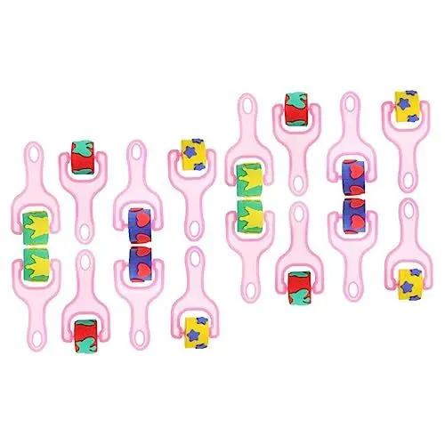 Produktbild: LALAFINA 2 Sets Kinder-Kunst-Set Pinsel Und Schwämme Set Mit Runden Schwämmen Stempeln Zeichenzubehör Rollen Für Kinder 8 Stück * 2
