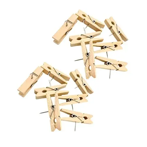 Produktbild: LALAFINA 20st Hölzerne Stecknadel Mini-holzfoto Reißnägel Aus Holz Reißzwecke Drücken Dekorative Reißnägel Reißnägel, Wäscheklammern Stift Aus Papier Zur Wand Drängen Bild Foto Wand Reisen
