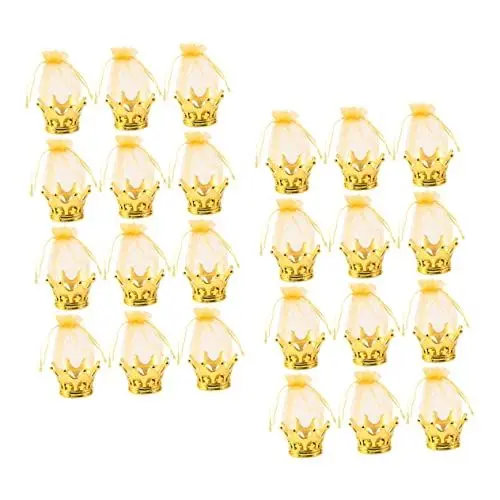 Produktbild: LALAFINA 24st Krone-hochzeits-süßigkeiten-gaze-tasche Kuchenschachteln Süßigkeiten Kordelzug Partytüten Goldene Süßigkeitentüten Kuchenkelch Süssigkeit Garnbeutel Zuckerbeutel