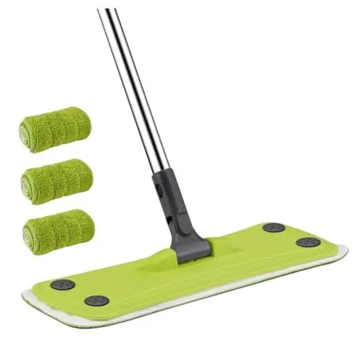Produktbild: LALAFINA Bodenwischer Für Holzböden Mit 3 Pads – Rotierender Wischmopp Für Nass- Oder Trockengebrauch – Robuster Edelstahl
