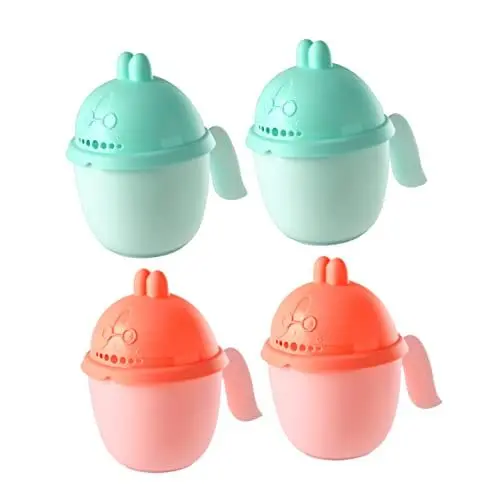 Produktbild: LALAFINA 4stücke Badebecher Zum Abspülen Junge Mädchen Mit Cartoon-design Badespülbecher Für Haarwaschen Ergonomischer Griff Für Einfache Handhabung Feiner Wasserauslass Für Sicheres