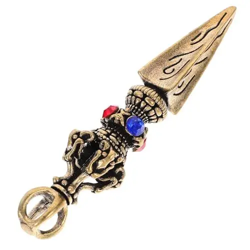 Produktbild: LALAFINA Messing massiv Diamant Stößel kreative religiöse Vajra handgemachte Schlüsselanhänger Anhänger Anhänger Zubehör Buddha Dorje Phurba Halloween-Dekorationen Halskette