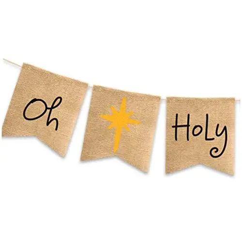 Produktbild: LALAFINA Weihnachtsdekoration Kamindekor Zikadenzauber Weihnachtskamin oh-heilige-nacht-banner Kirchendekorationen Muslim schmücken Ziehen Sie die Flagge das Banner