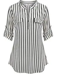 Produktbild: Lalala Business Lässige Kleidung Damen Herbst Oberteile Büro Arbeit Swing Tunika Blusen (Weiß,XXL)
