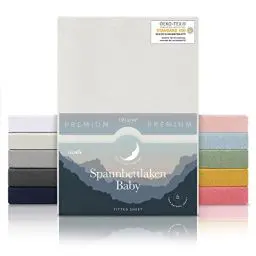 Produktbild: Laleni Premium Spannbettlaken 38x77cm Babywiege oval 2er Set | OEKO-TEX zertifiziertes Spannbettlaken Stubenwagen | Moseskorb Bezug aus Baumwolle | Spannbettlaken Kinderwagen | Baby Bettwäsche | Ivory