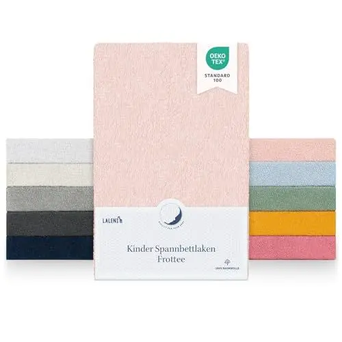 Produktbild: Laleni Frottee Spannbettlaken 50x89cm - Oeko-TEX Zertifiziertes Bettlaken, Faltenfreie Spannbetttücher für Kinderbett, Babybett und Moses Körbchen, Rosa
