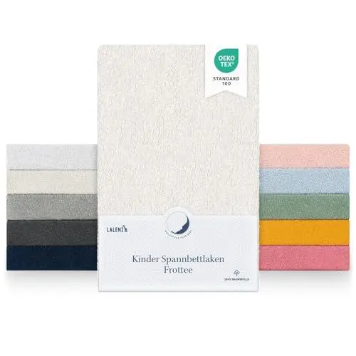 Produktbild: Laleni Frottee Spannbettlaken 50x89cm - Oeko-TEX Zertifiziertes Bettlaken, Faltenfreie Spannbetttücher für Kinderbett, Babybett und Moses Körbchen, Elfenbein