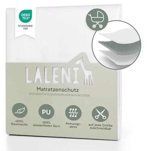 Produktbild: Laleni Inkontinenzunterlage wasserdicht & atmungsaktiv 50x70 cm für Babys | Molton Matratzenauflage 2er Set aus Baumwolle Wickelunterlage | Inkontinenz Bettunterlage | Wochenbettzubehör | Bettschutz