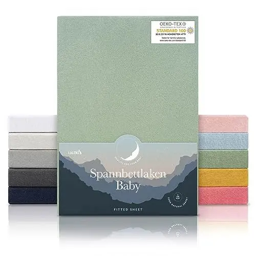 Produktbild: Laleni Jersey Spannbettlaken 60x120 cm Babybett 2er Set - Oeko-TEX zertifiziertes Bettlaken 60x120 Kinderbett - Kinderbettwäsche 60x120 100% Baumwolle - Spannbettlaken 60x120 cm Baby in Grün