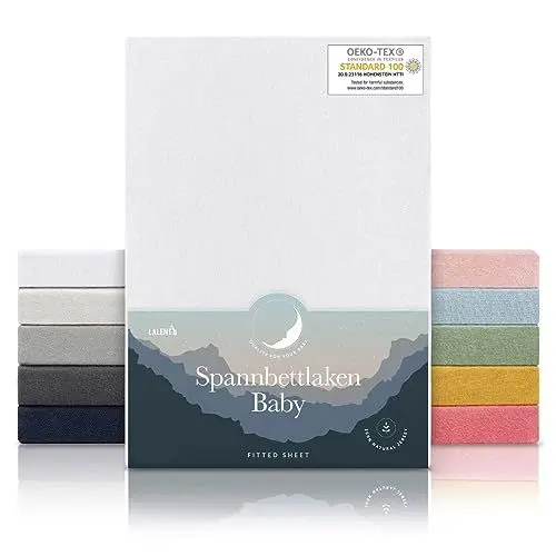 Produktbild: Laleni Jersey Spannbettlaken 60x120 cm Babybett 2er Set - Oeko-TEX zertifiziertes Bettlaken 60x120 Kinderbett - Kinderbettwäsche 60x120 100% Baumwolle - Spannbettlaken 60x120 cm Baby in Weiß