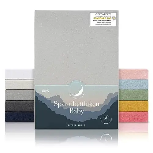 Produktbild: Laleni Jersey Spannbettlaken 55x90 cm Beistellbett - Oeko-TEX zertifiziertes Spannbettlaken Beistellbett - Stubenwagen Bezug aus 100% Baumwolle - Spannbettlaken Kinderwagen - Baby Bettwäsche in Grau